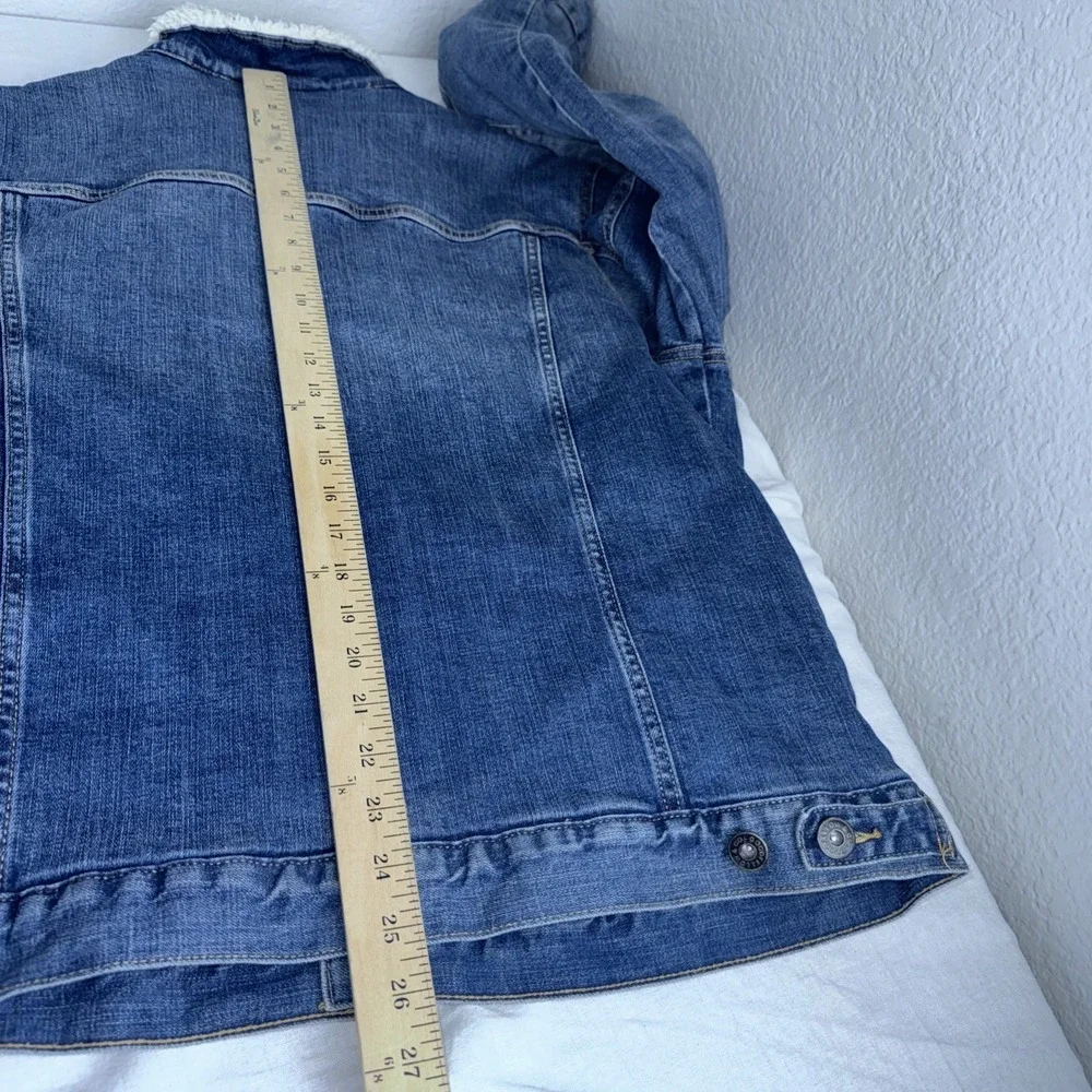 Goodfellow Men's Large Sherpa Denim Trucker Jacket Heavy Warm Casual Winter Blue